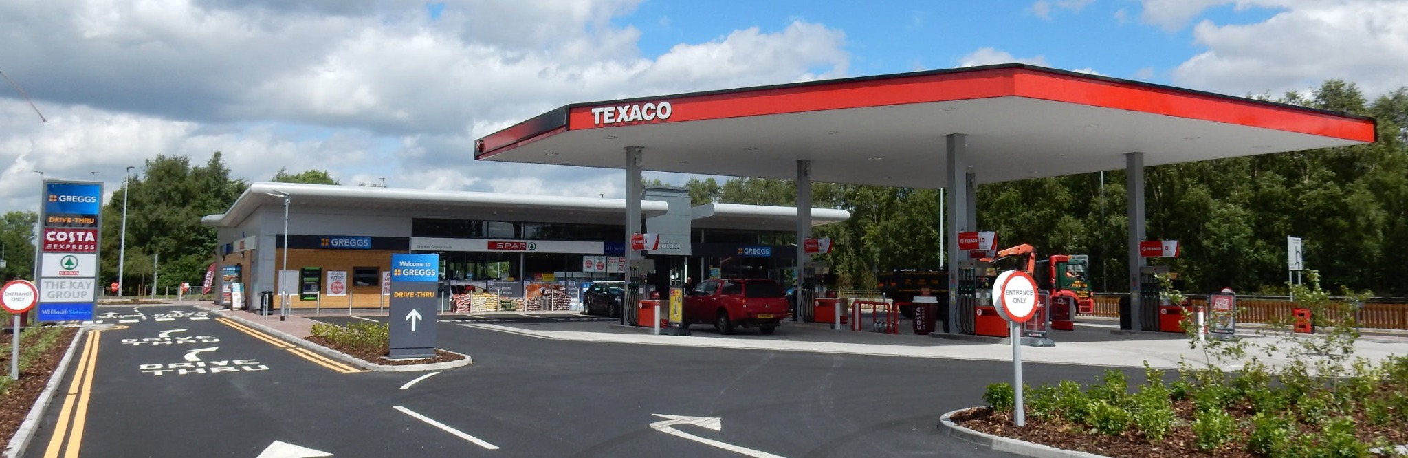 Forecourt canopy and service station overview